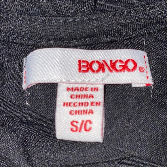 BONGO lace shoulder details black stretchy short sleeve top size S - Picture 4 of 9